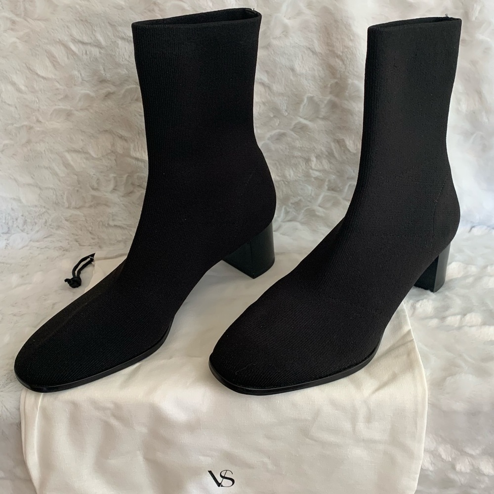 Via Spiga Verena Black Socklike Knit Short Boot